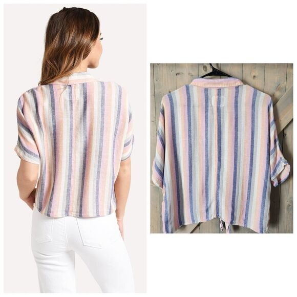 Rails Marley Top - Mandalay Stripe Linen blend Blouse Size Large - Picture 11 of 11